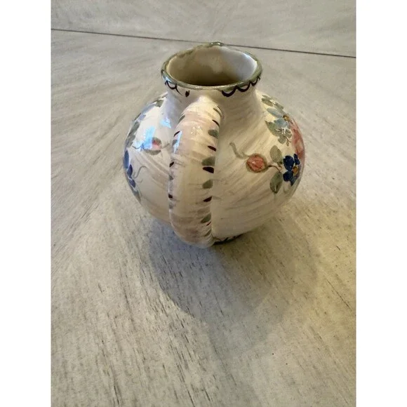 Vintage Ulmer Keramik Pitcher Hand-Painted Floral Art Pottery West Germany 1960s - Picture 6 of 11
